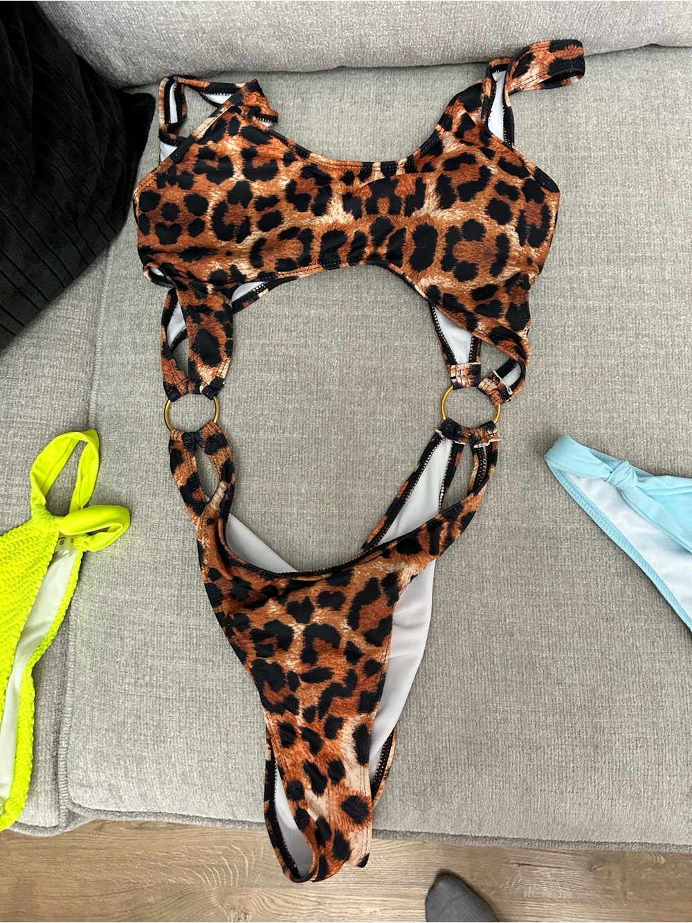 Girls Leopard Print One-Piece Swimsuit - Brown
